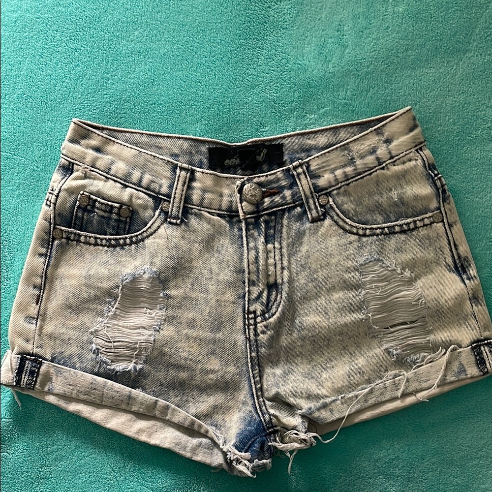 Evenuel Denim Distressed Shorts size small